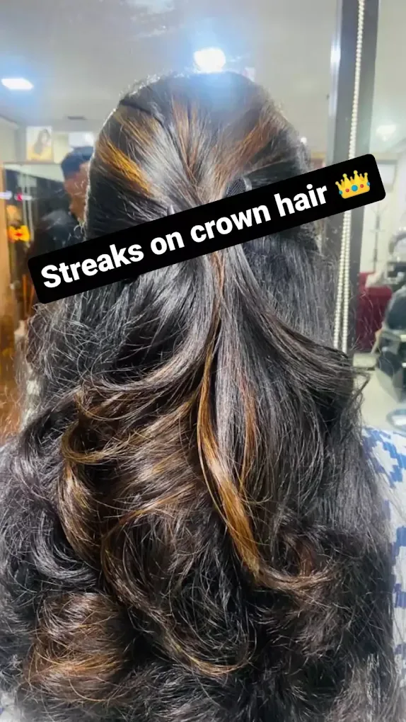 Crown hair streaks colour at Enchant Unisex Salon HSR Layout Bengaluru